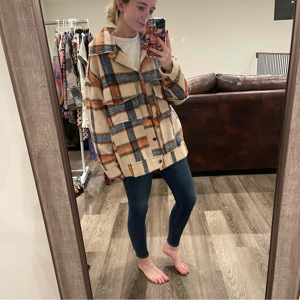 POL Cream and Brown Teddy Jacket